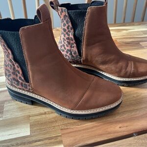 Water Resistant Brown Leopard Ankle Boots